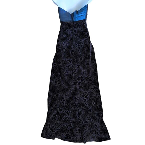 VTG AJ Bari Strapless Prom Dress XS Satin Velvet Glam Whimsigoth Fairy Grunge - Picture 2 of 8